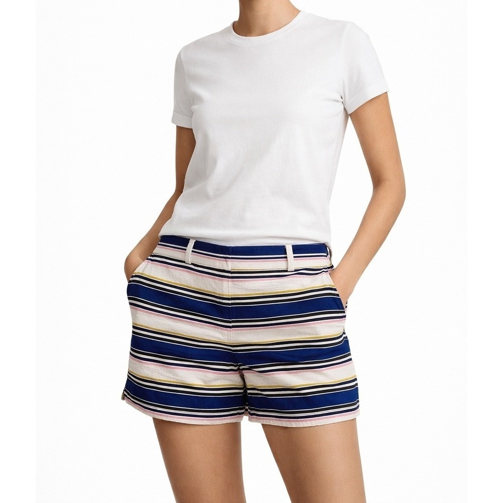 Ann Taylor LOFT Striped Shorts Size 12 Blue White Summer Casual